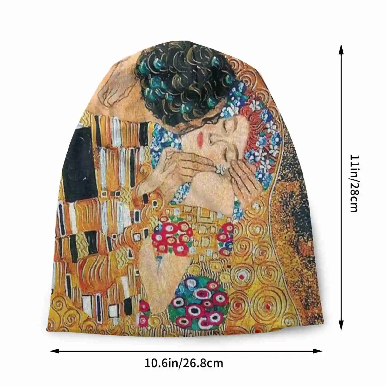 Gustav Klimt-The Kiss Knitted Hat Warm Beanie Outdoor Caps Gustav Klimt The Kiss Gold Symbolism Art Nouveau Fine Art Vintage