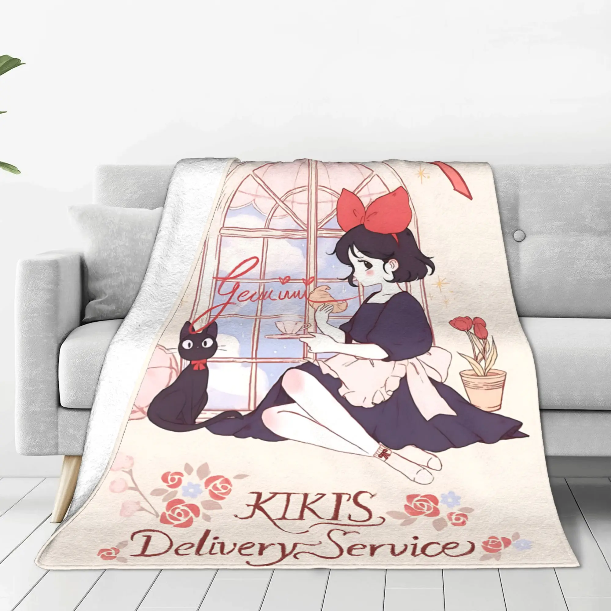 1PC Anime Kikis Delivery Services  home room decorations Winter Blankets for Adults Bedding Home Interior Sofa Knee