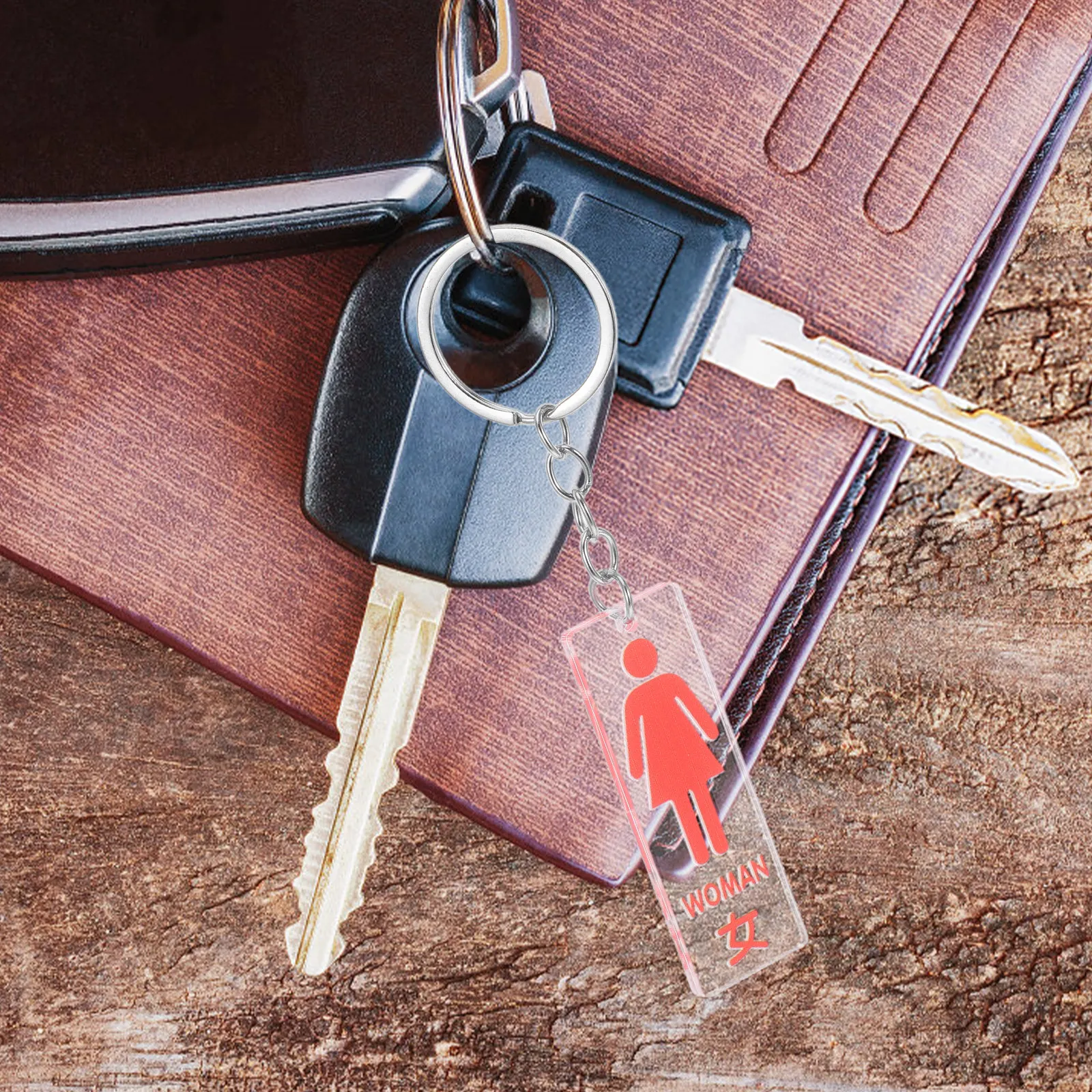 Restroom Pass Keychain Sturdy Acrylic Material Multifunctional Office Bathroom Key Rings for Women Men Unique Pendant