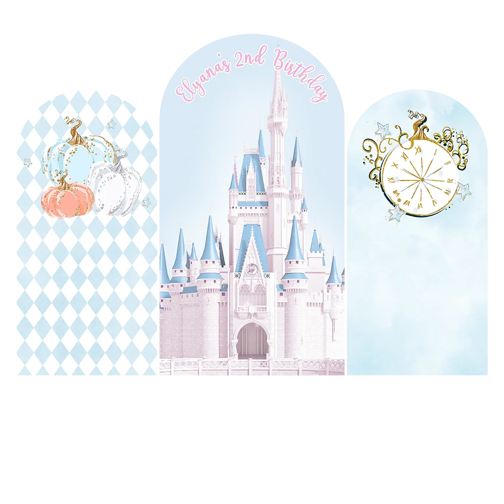 

Alice In Wonderland Theme Arch Backdrop Cover White Pink Blue Clock Key Girls Birthday Party Chiara Background Doubleside