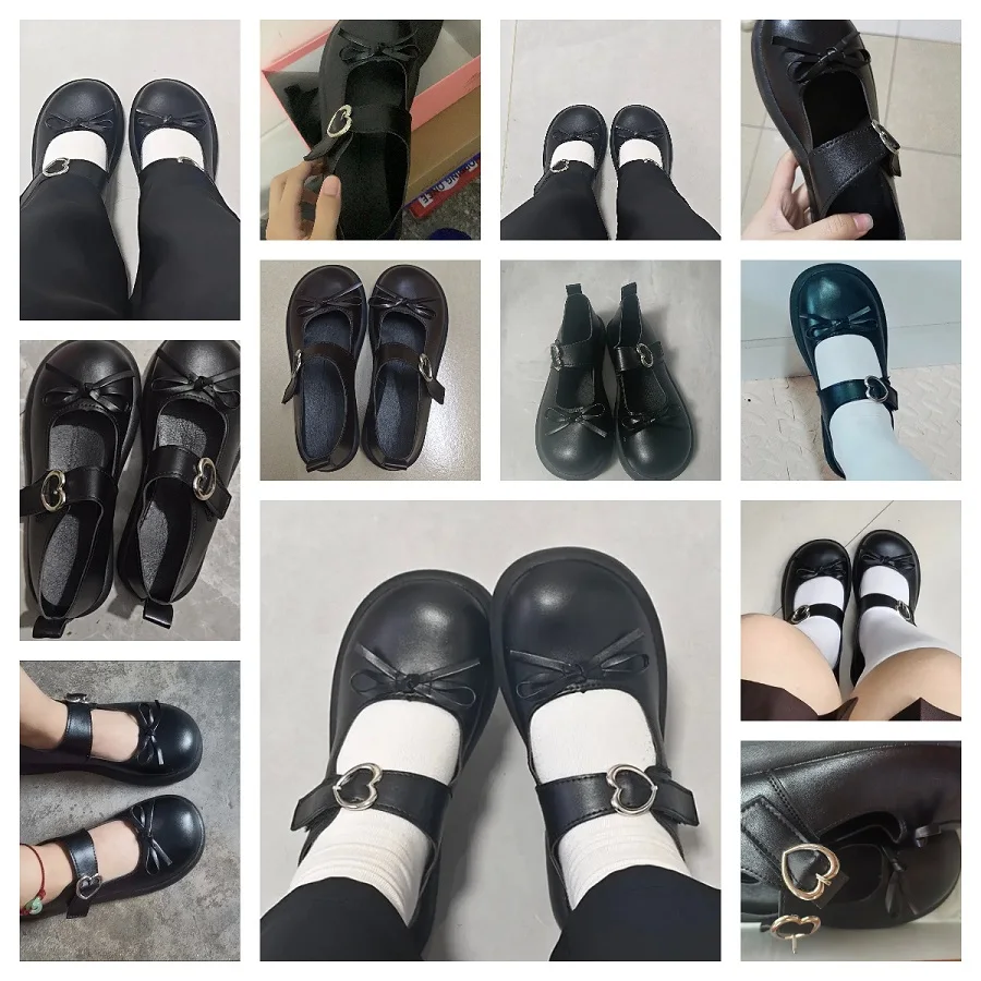 Women Faux Leather Small Bow Heart Metal Buckle Flats Woman Student Flat Uniform Shoes Sweet Kawaii Lolita Mary Janes JK Shoes view 6