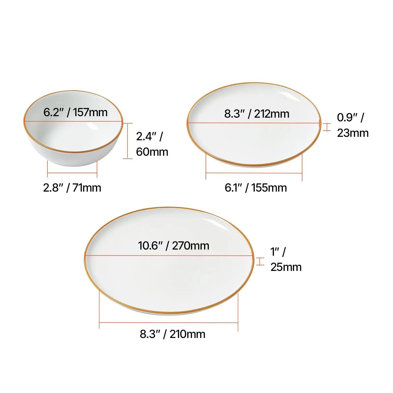 Dinnerware Set, Service for 4 (12 PCS), Round Plates and Bowls Sets, Scratch Resistant Ceramic Dinner Ware, Dishwasher and Microwave Suitable Kitchen Dish, for Dessert Salad Soup Pasta, White