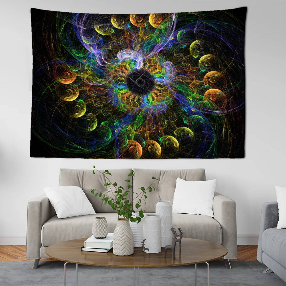 Circular Rule Pattern Tapestry Colorful Fantasy Style Home Textile Wall Bedroom Bathroom Ornaments House Decoration