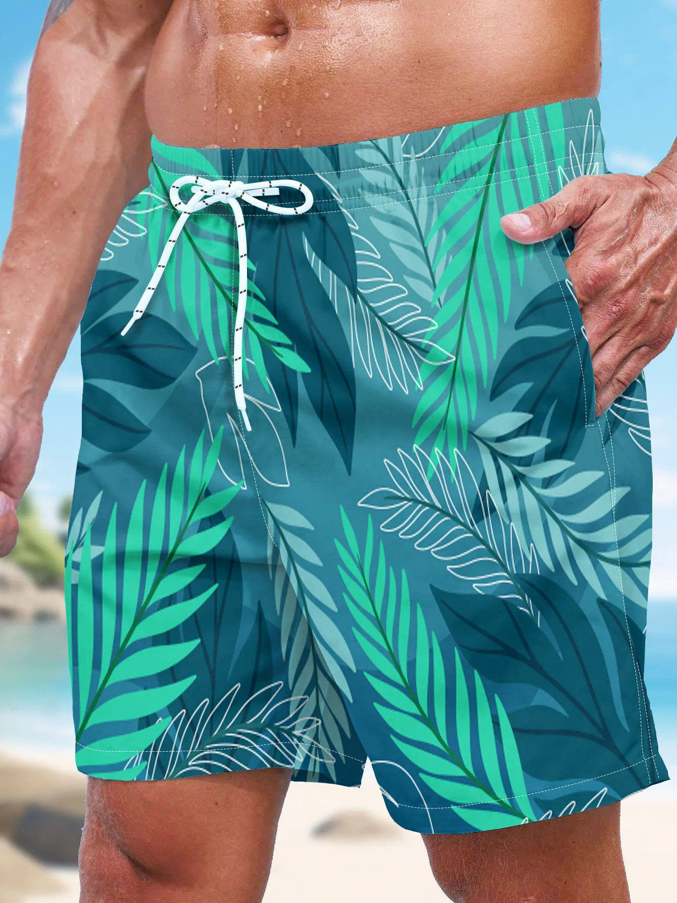 3D-Printing Mens Swim Trunks, Quick Dry Mens Swimwear, Swimsuit For Mens with Pockets, Suit For  Swim, Board, Surf, Paddle, Fish