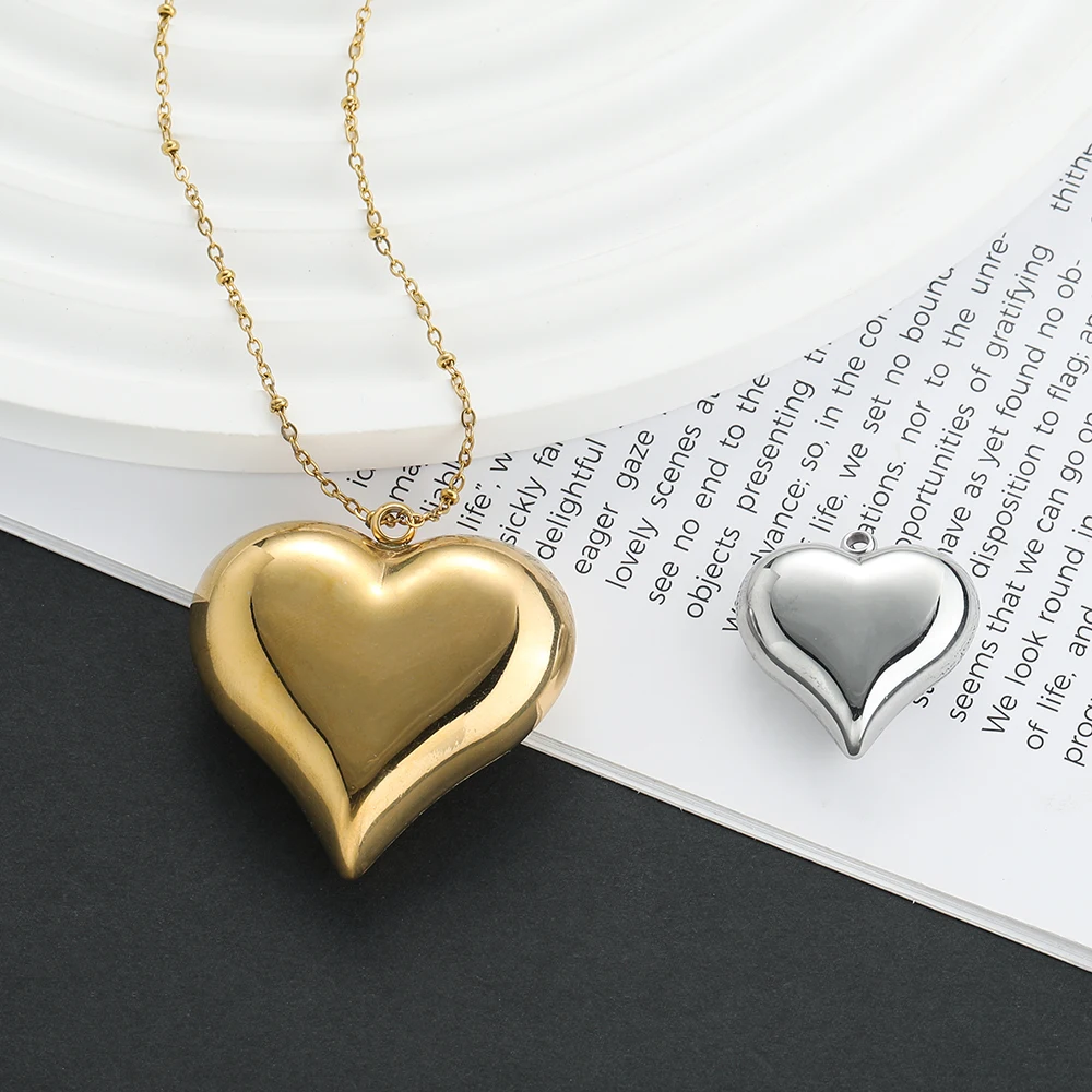 

2pcs/pack 15-45mm Stainless Steel Love Heart Shape Charms Pendants For DIY Bracelet Necklace Jewelry Making Accessories