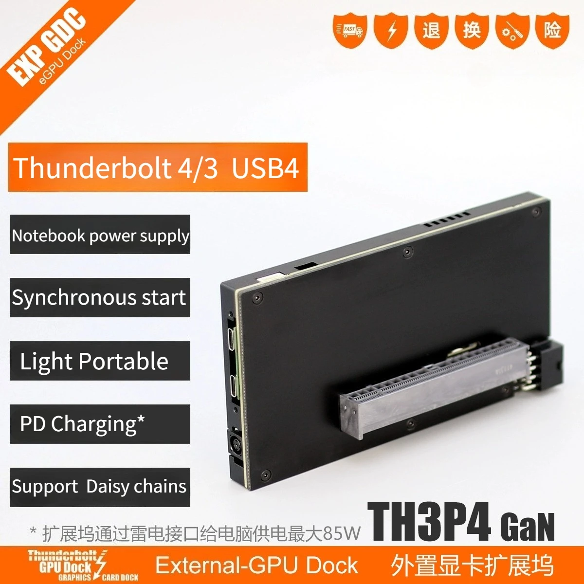 

TH3P4GaN V2 Thunderbolt 3/4 USB4 Graphics Card Docking Station GPU Dock With Chassis Power Interface GPU Expansion Module w Case