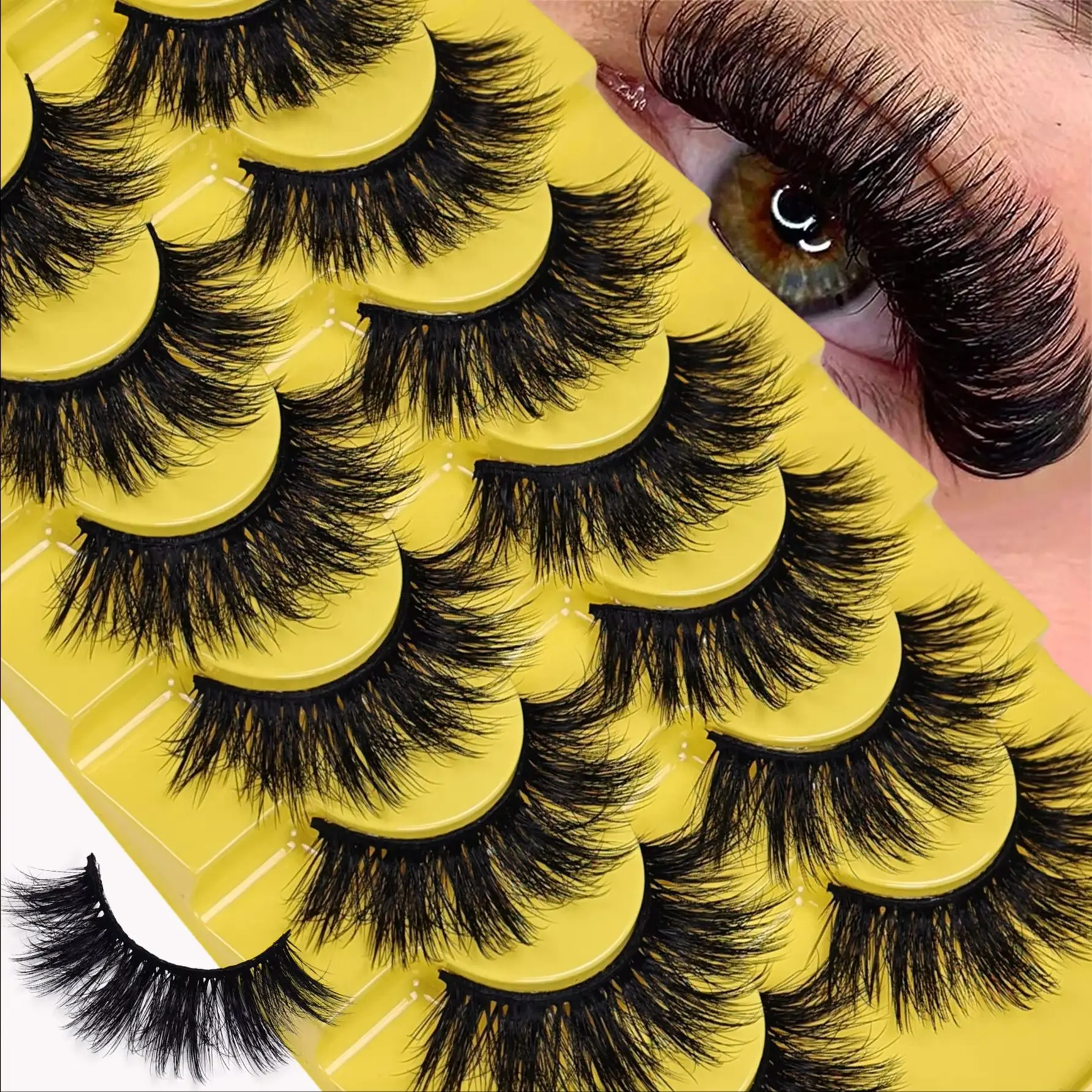 7 Paar 3D-flauschige künstliche Wimpern für dramatische künstliche Wimpern. Unordentliche künstliche Wimpern. Flauschige, dicke Wimpern