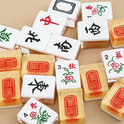 YYHC-High quality luxury Chinese mahjong set Silver Gold Mahjong Chinese games Family table games