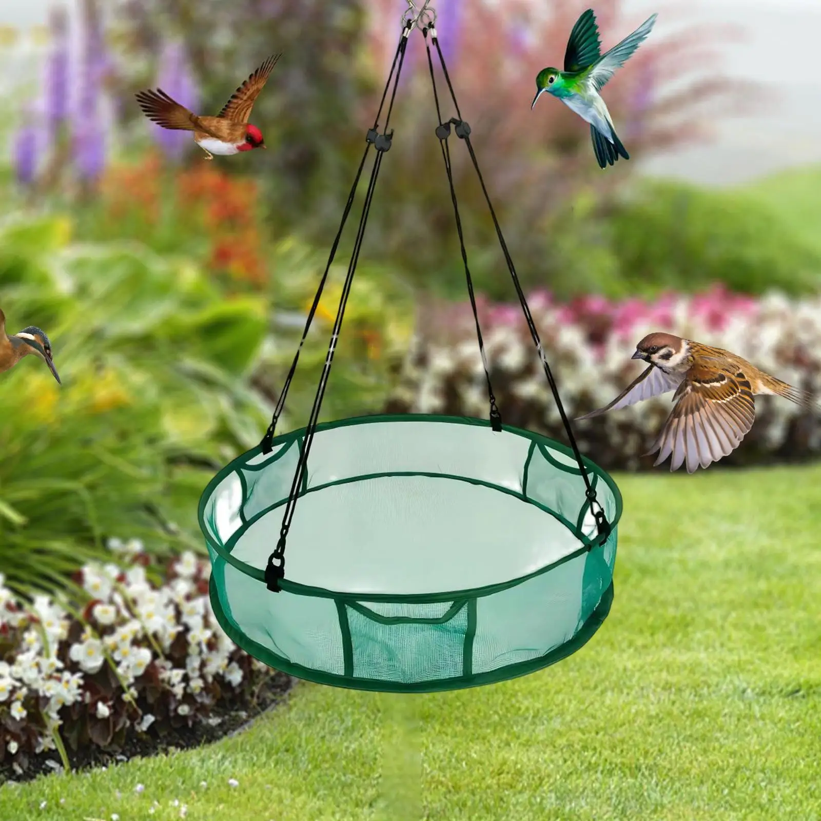 

Лоток для ловли птичьих семян, подвесной обруч, надежный лоток для кормления птиц, уличный лоток для садовых аксессуаров
