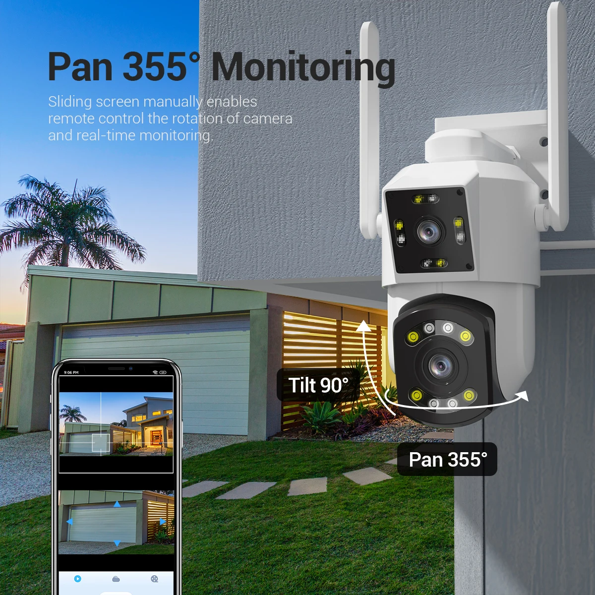 ESCAM PT210 3MP 1296P iCam365 aplikasi lensa ganda warna penuh nirkabel PTZ IP kamera kubah AI Humanoid keamanan rumah CCTV Monitor bayi