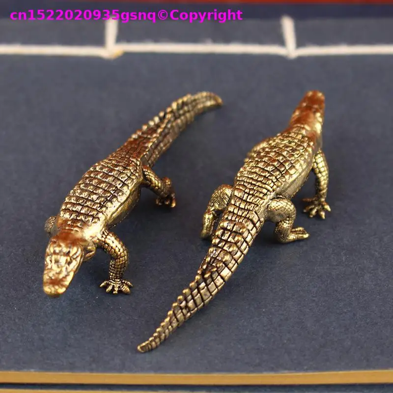 Vintage crocodile alligator ornament decoration amphibian animal characters small Copper carving ornament Copper sculpture art