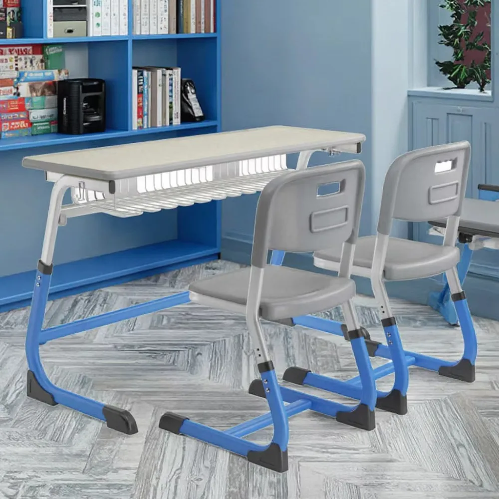 Durable Dual Classroom Furniture Set Wood PP Foldable Student Table And Chair Set