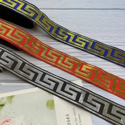 7 Meter/lot Ethnic Style Webbing Woven Jacquard Ribbon Geometric Classical For Garment Accessories LS-2202 Width 3.3 CM