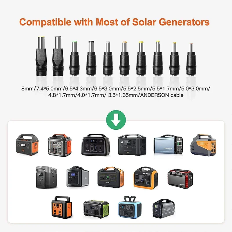 100W Solar Panels Portable Charger (19.6V/8.88A) with adjustable bracket Waterproof Anders Junction Box IP68