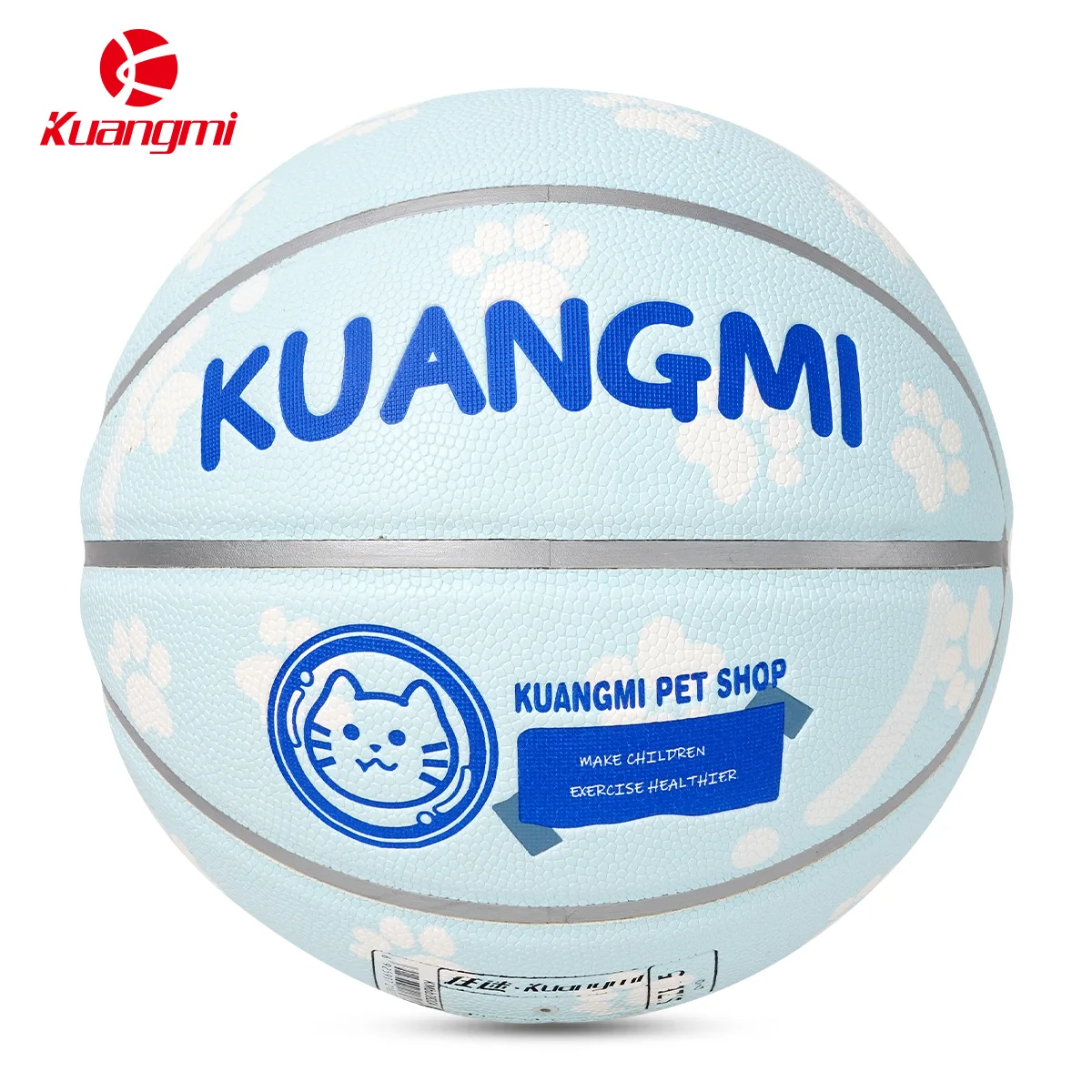 Kuangmi Cat Basketball Size 5 High Elasticity Soft Wear-resistant PU Training Ball Teenagers Children StreetBall Sport Goods