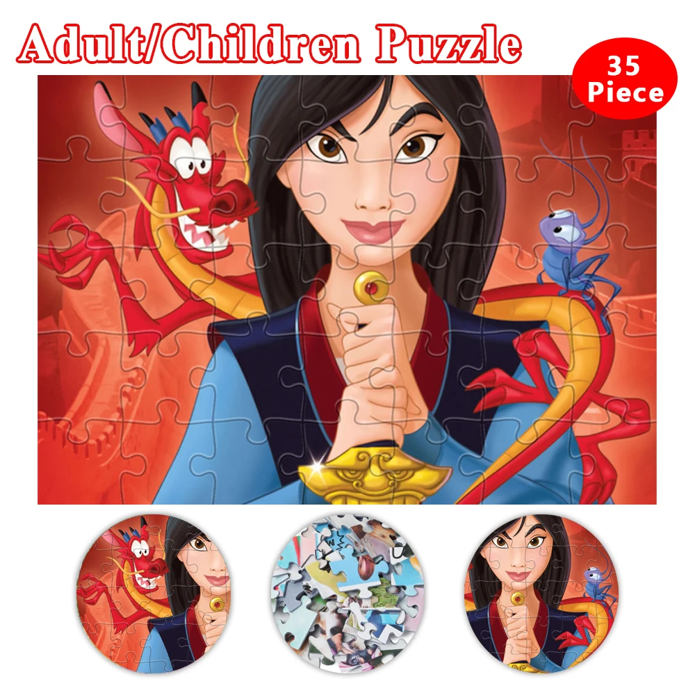 Disney Lernspielzeug für Kinder, Mulan 35/300/500/1000 Teile, Puzzles für Erwachsene, Disney Holzpuzzles, Spielzeug