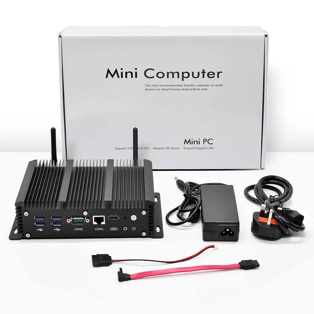 Win10 Linux الصناعية بدون مروحة صندوق مدمج RJ45 RS232 COM 4G SIM 5405U 3965U 6xi211 شبكة خادم صغير مؤسسة جدار الحماية الكمبيوتر