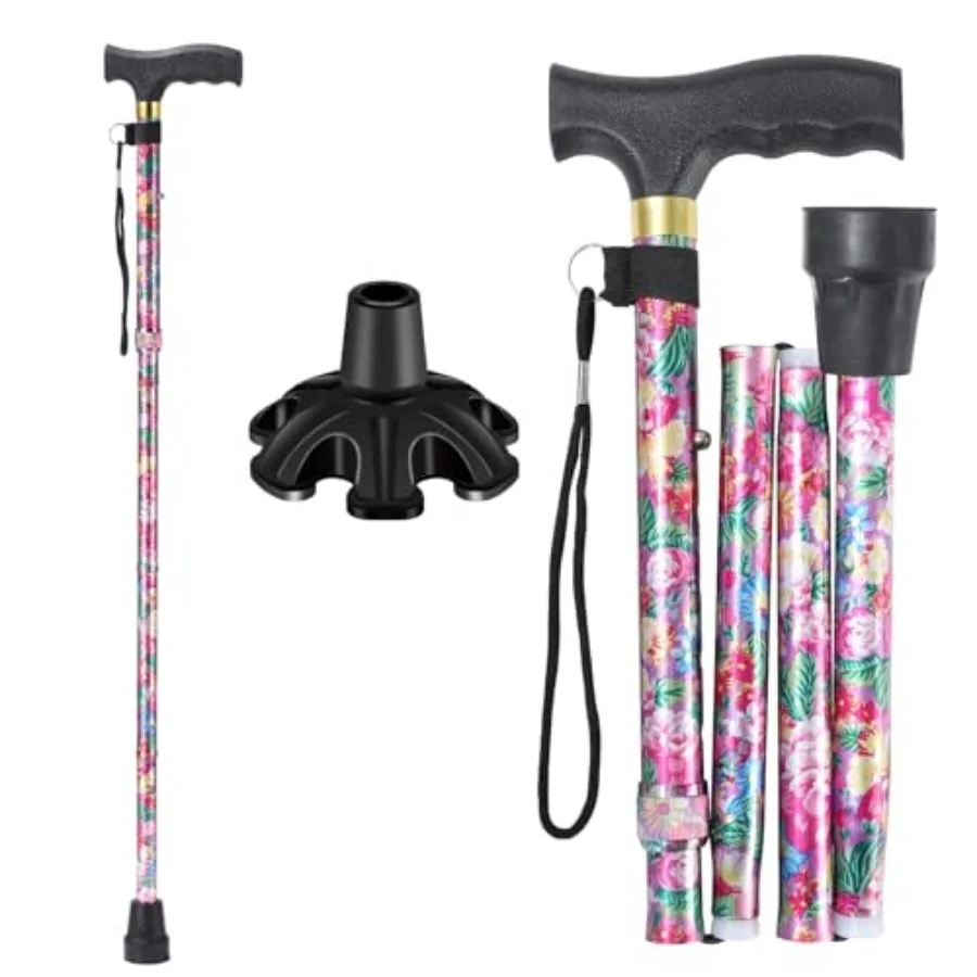 

Walking Cane Cane for Woman Mobility and Daily Living Aids 5-Level Height Adjustable Walking Stick Comfortable Plastic T-Handle