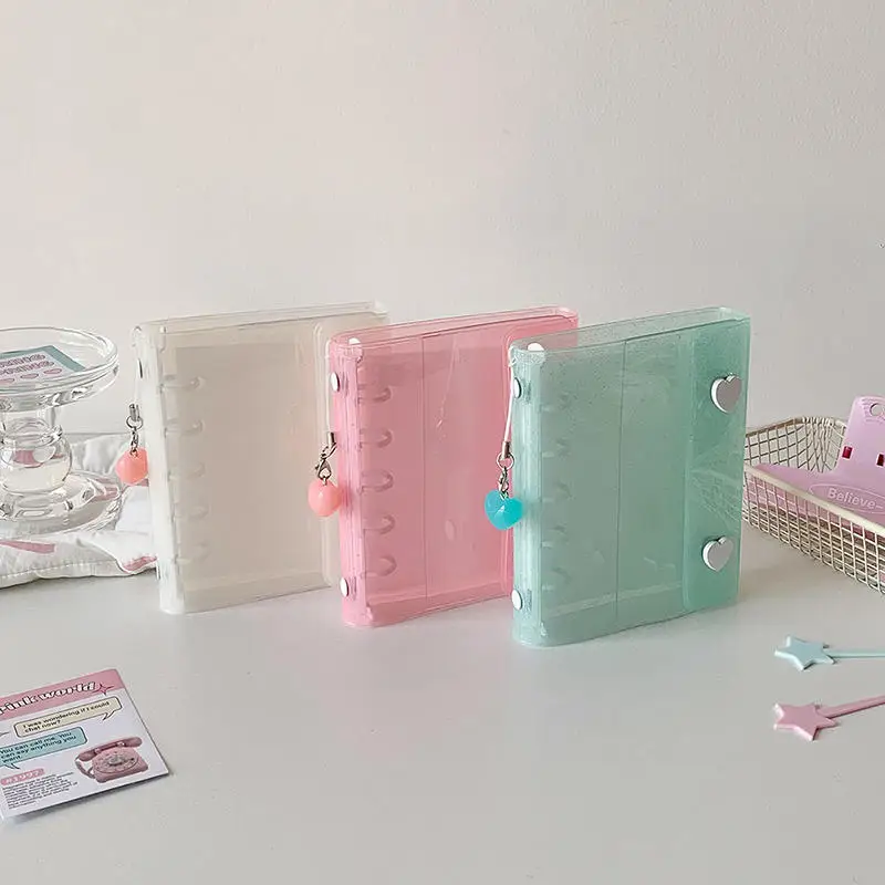 

1PC Simple Loose leaf Album Star Chaser Storage Album Card Book Can Replace KPOP Mini Album 5 holes Gift heart-shaped pendant