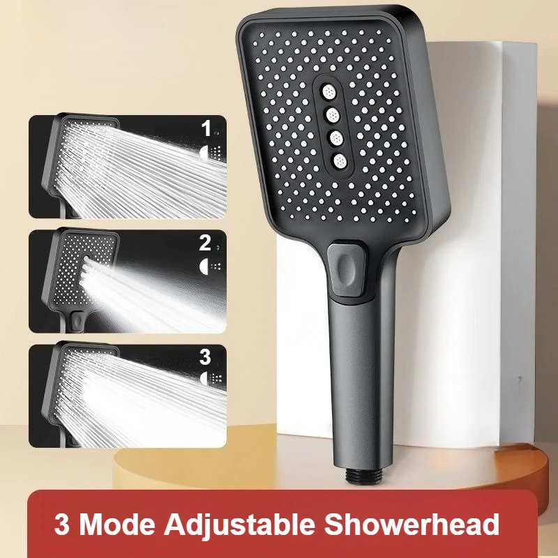 

Распылитель высокого давления с большим расходом, аксессуары для ванной комнаты, 3-режимная регулируемая насадка для душа с дождевой насадкой, ручная насадка для душа для ванны