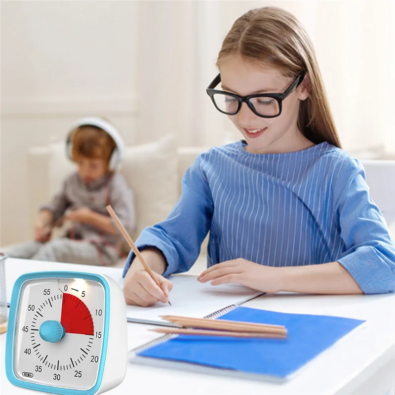 Visual Timer with Night Light, 60 Minutes Countdown Timer for Kids and Adults, Time Management Tool (Blue)