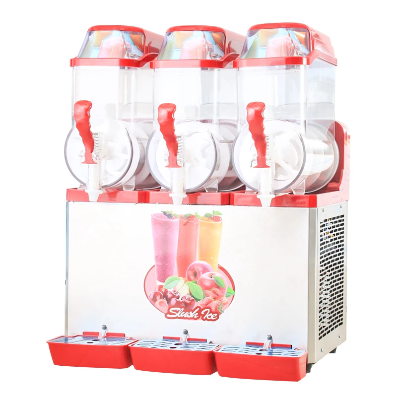 XEOLEO Commercial Slushy Machine 12L*3 Double Tank Snow Melting Machine Juice Smoothie Slush Maker Machine 600W