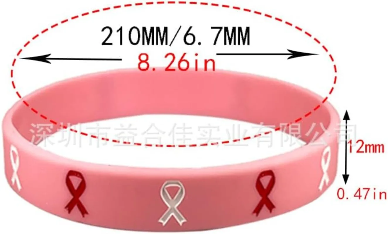 4/8/64pcs Breast Cancer Awareness Silicone Wristbands - Unisex Ribbon Hope Faith Strength Courage Inspiring Bracelets for Party