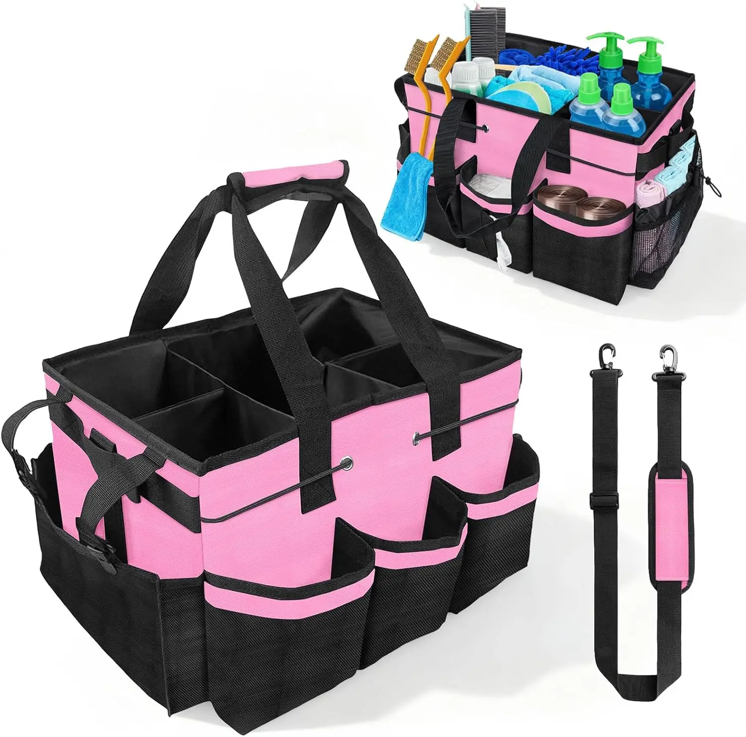 

Cleaning Caddy Bag Heavy-Duty Organizer Tote for Housekeepers, Janitors & Home Cleaning Supplies with Adjustable Shoulder Strap