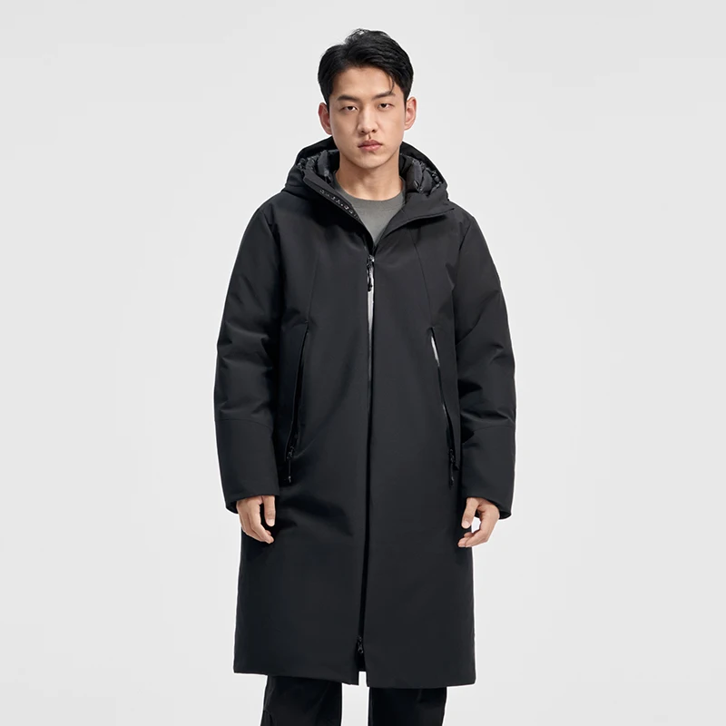 

Длинная куртка Chericom на гусином пуху с ветрозащитными манжетами на молнии спереди, наклонными карманами и теплоизоляцией, зимнее пальто Y309638Y