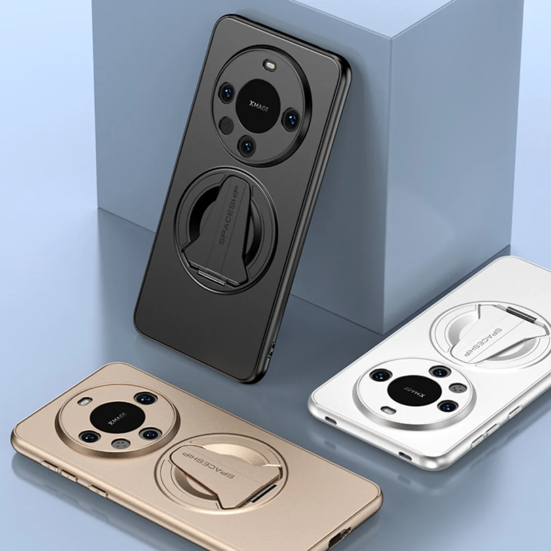 

For Huawei Mate 70 60 50 40 Pro Plus Case Magnetic Suction Metallic Colors Spacecraft Style Kickstand Soft Plating Cover Shell