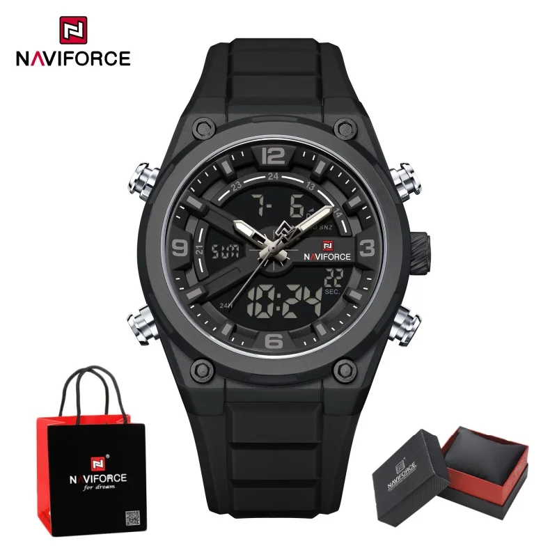Dual Display Waterproof Men's Watch with Gift Box
