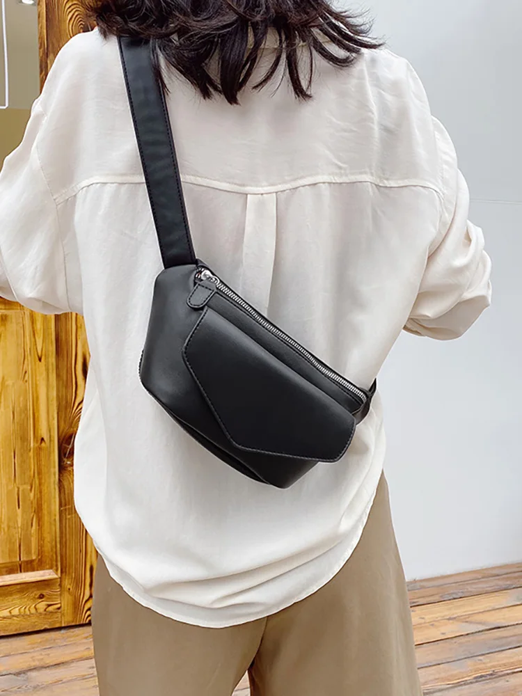 Casual Chest Bags for Women Soft PU Leather Texture All-match Crossbody Bag Designer Luxury Female Solid Color Travel Waist Pack