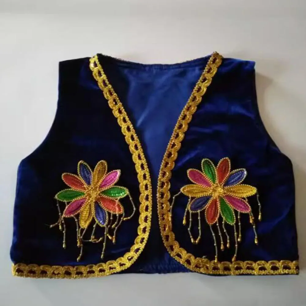 Man Or Boy Ballet Dance Vest With Rainbow Flower, Red Or Blue Or Black Prince Embroidered Ballet Vest Stage Performance Costume