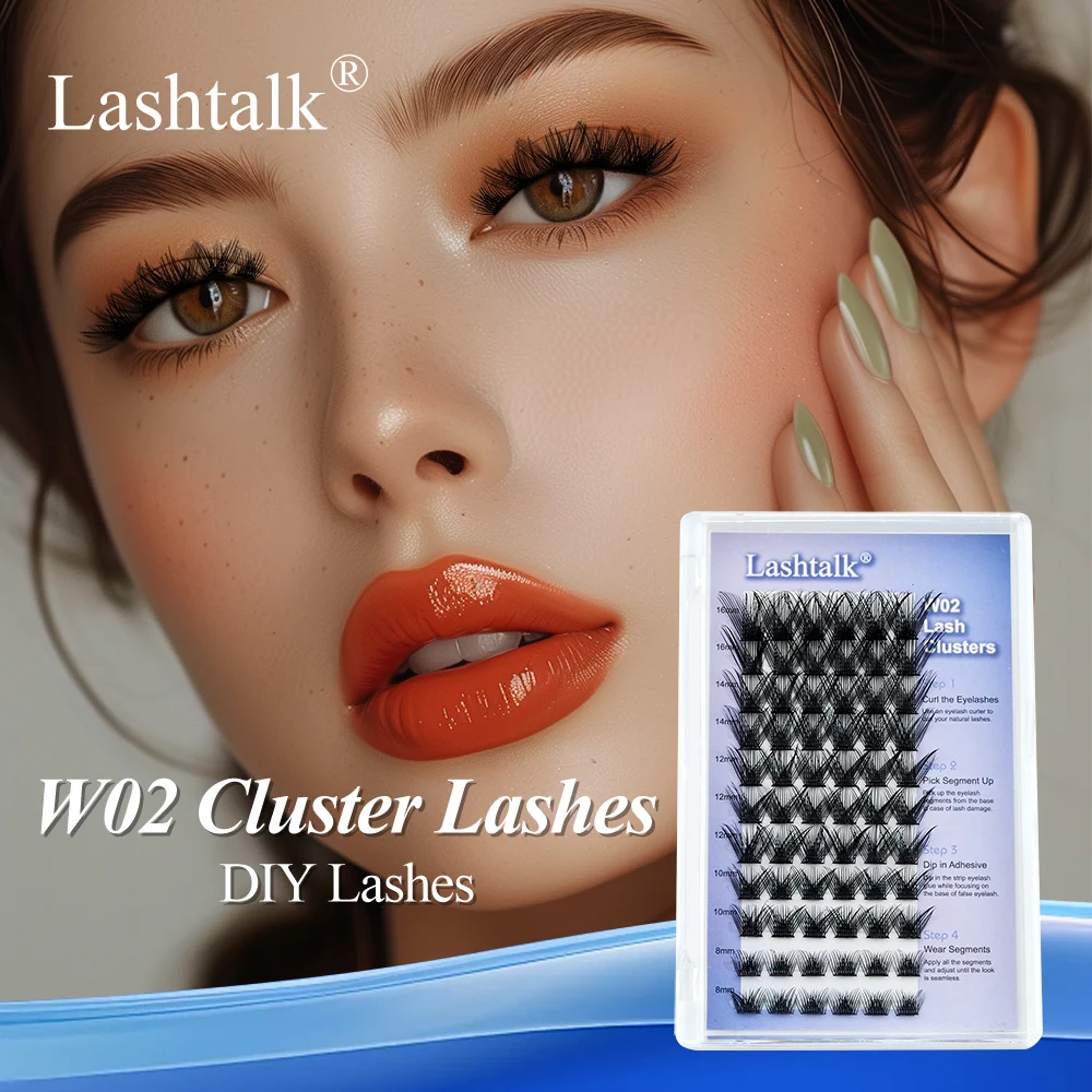 Lashtalk DIY W02 C/D Curl Lash Clusters Eyelash Extension 11 Lines 8-16mm From Nagaraku Dovetail Segmented Lashes Volume Natural