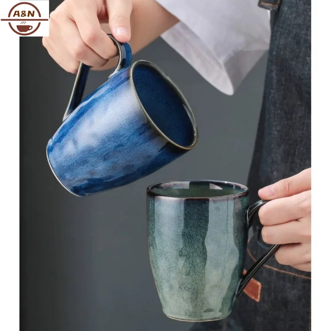 Grandes tasses à café en céramique, grandes tasses à thé, tasses à eau et à lait pour le bureau, la maison, le petit-déjeuner, compatibles micro-ondes et lave-vaisselle, 350 ml