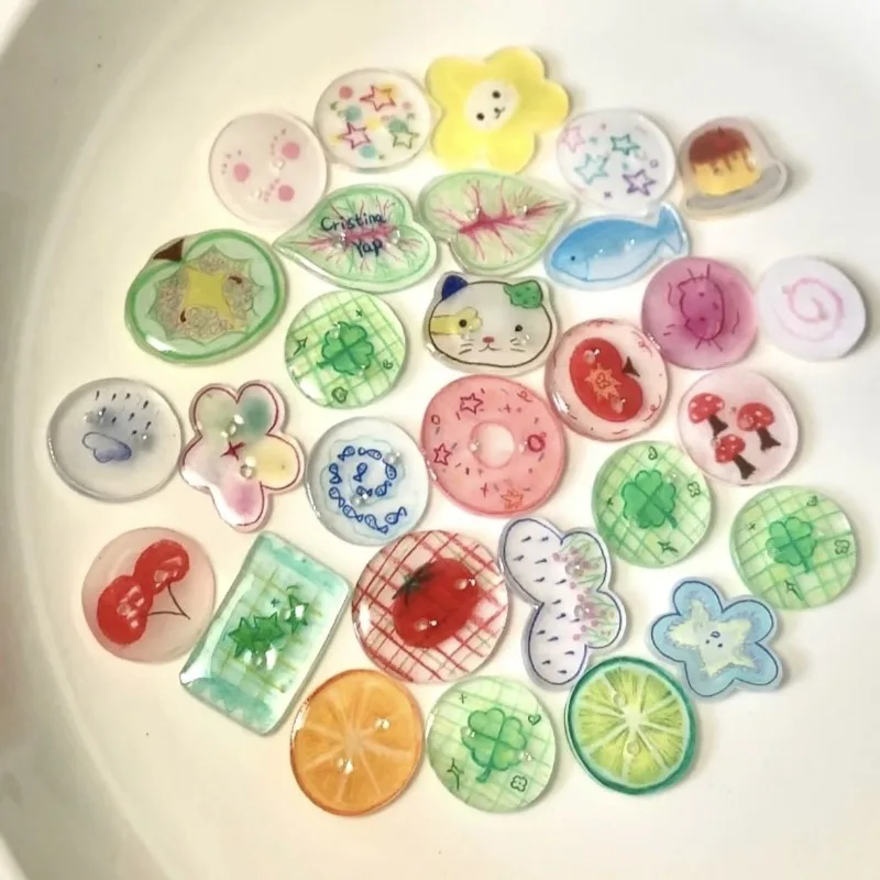 زر أكريليك التفاح الدوبامين، 28 قطعة ملونة على شكل خاص إكسسوارات يدوية الصنع مادة كتيب إكسسوارات الملابس