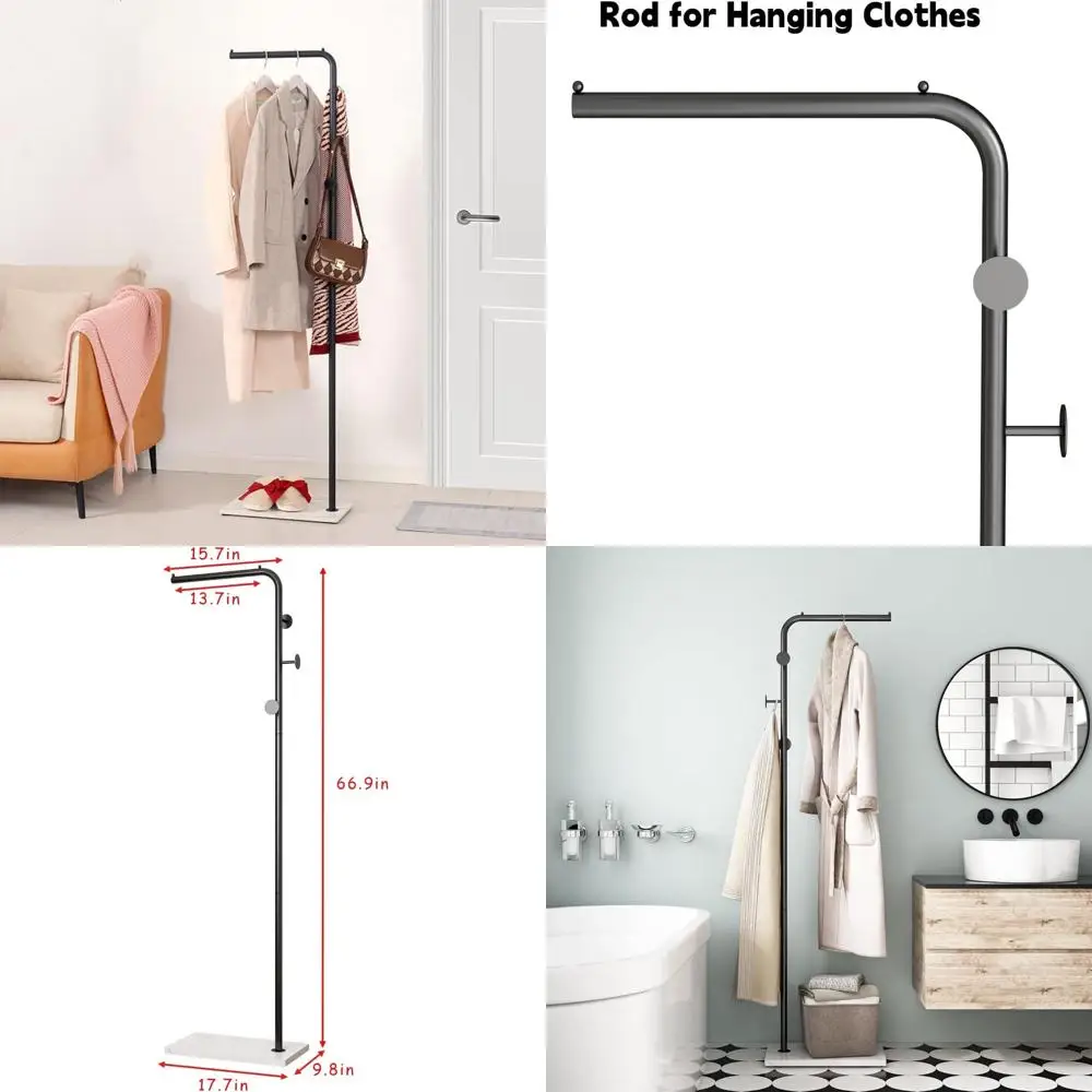 

Современная стоячая вешалка для одежды с тяжелым основанием и 3 крючками, идеально подходит для прихожей, конструкция перекладины для стабильности.