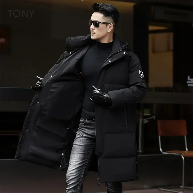 Warm Coats for Men Designer Solid Color Hooded 2024 Men's Winter Long Down Jacket Duck Down Male Padding Mens Down Jacket