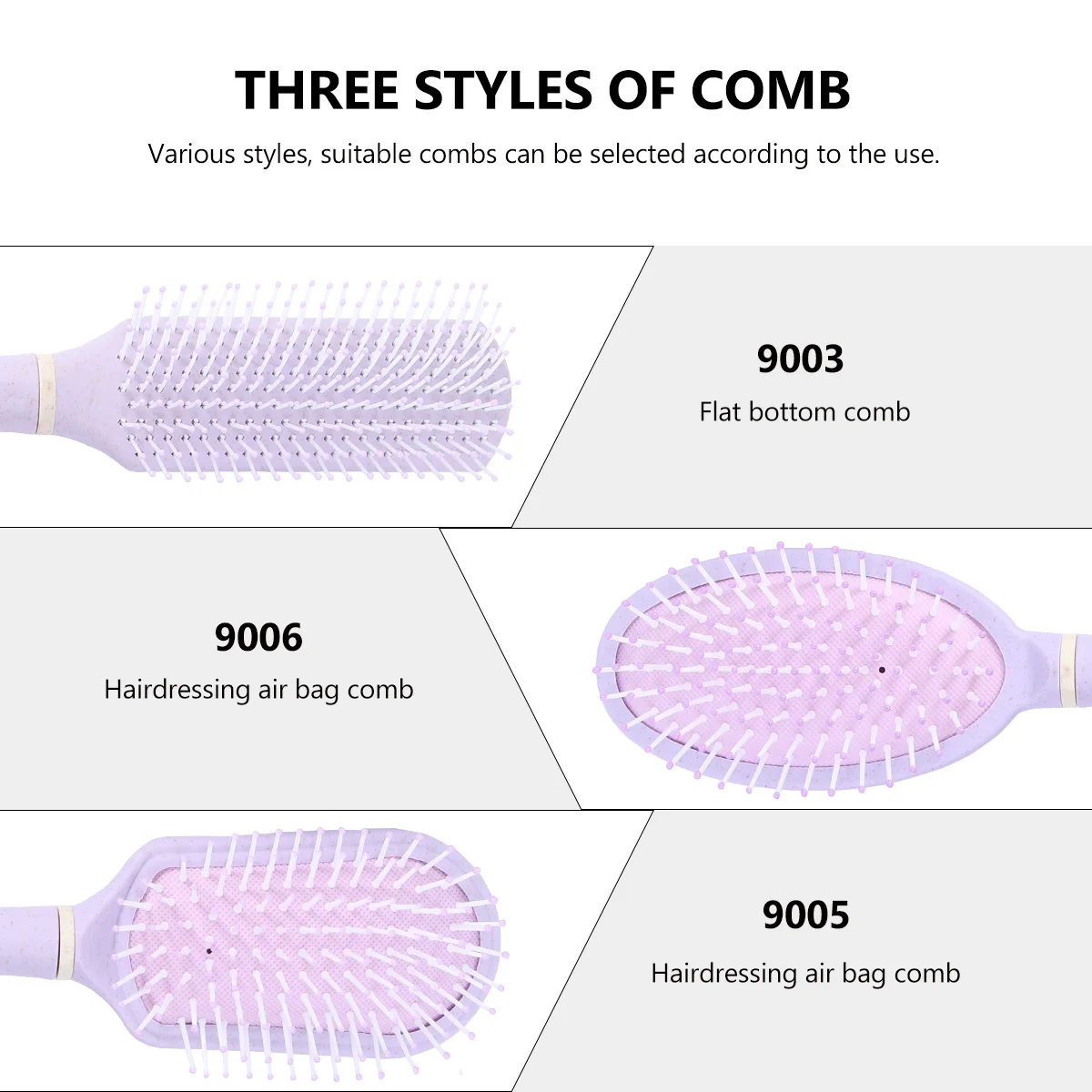 3 قطعة مجموعة أمشاط الشعر Abs مشط تدليك متين مقبض مريح لصالون استرخاء فروة الرأس للاستخدام المنزلي الأرجواني المضاد للكهرباء الساكنة #3