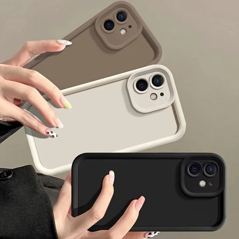 مجموعة مكونة من 3 قطع من حافظات الهاتف الفاخرة ذات الألوان الصلبة المضادة للسقوط مع حماية للكاميرا، متوافقة مع Apple 15، 14، 13، 12، 11 Pro