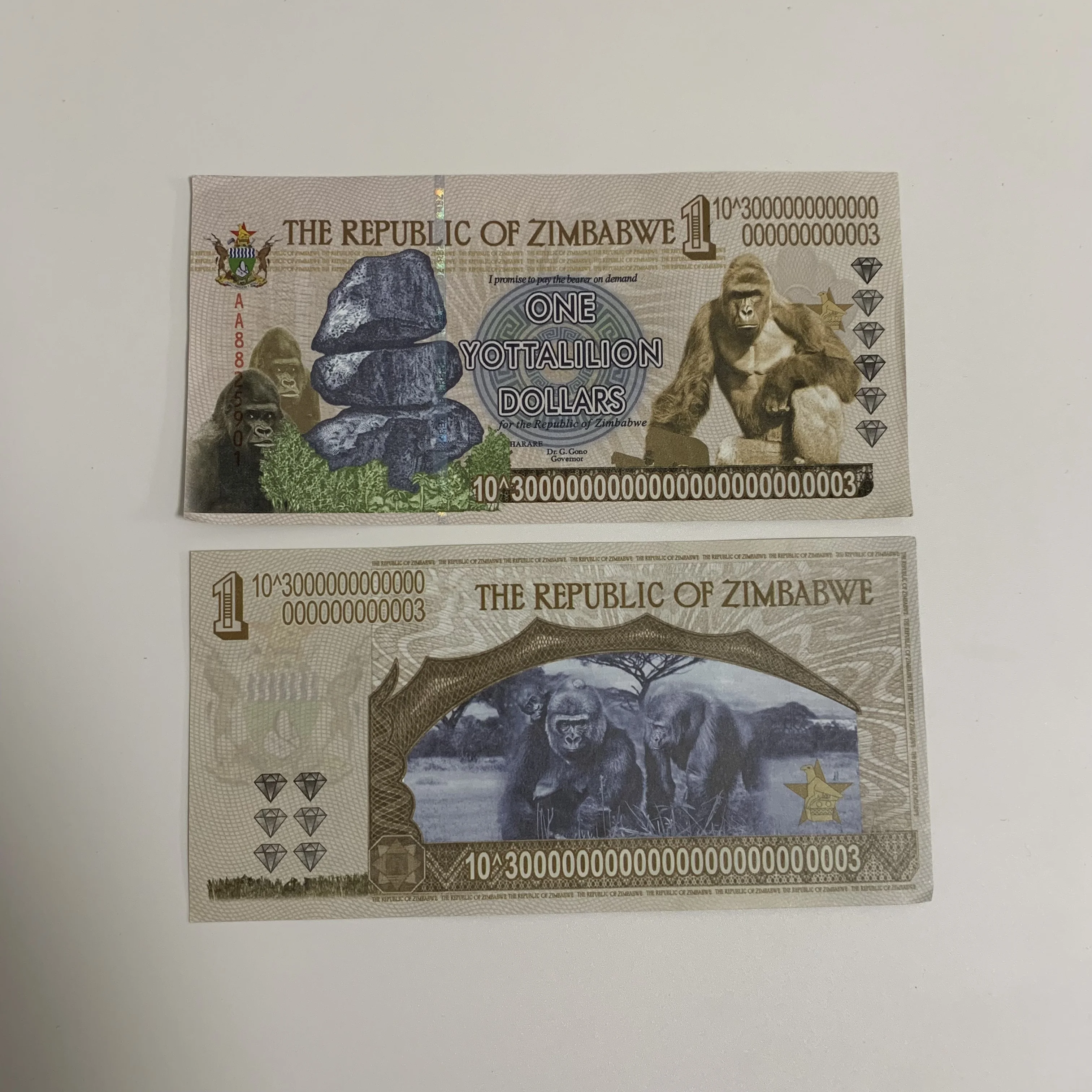 Zimbabwe One Yottalilion Dollars Banknote with UV Anti-counterfeit Paper Money For Collection Business Gift