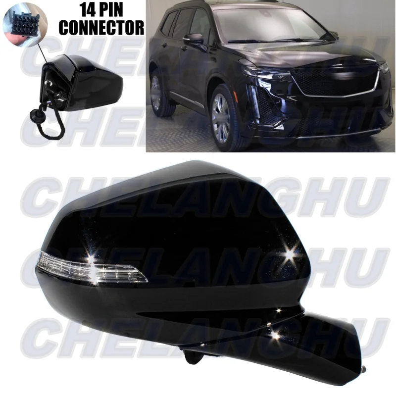 For Cadillac XT6 2020 2021 2022 2023 US version Right Side 14 Pins Black Painted Memory Blind Spot Power Fold Mirror Assembly