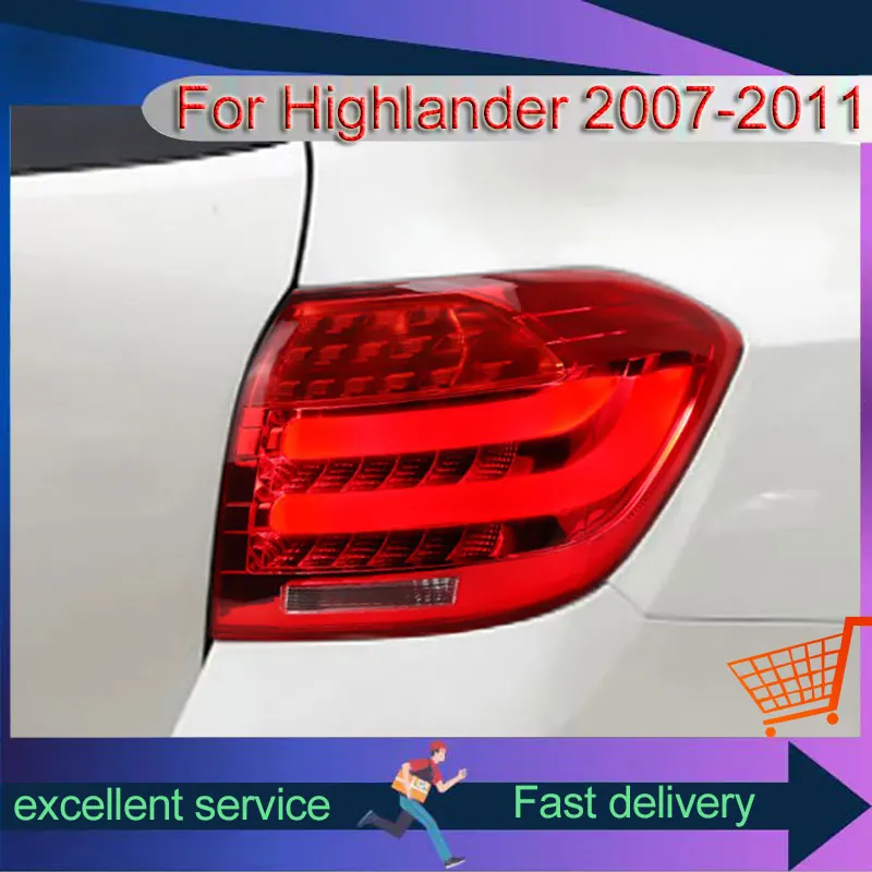 

Стайлинг автомобиля для Toyota 2009-2011 Highlander, обновленный задний фонарь DRL, задний фонарь, светодиодные указатели поворота, тормоз, автоаксессуары