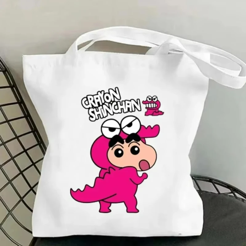 Divertido C-Crayon Anime Shin Chan bolso de mano para mujer, bolsos de hombro de lona, bolso de compras de gran capacidad, bolsos para chica, regalo reutilizable