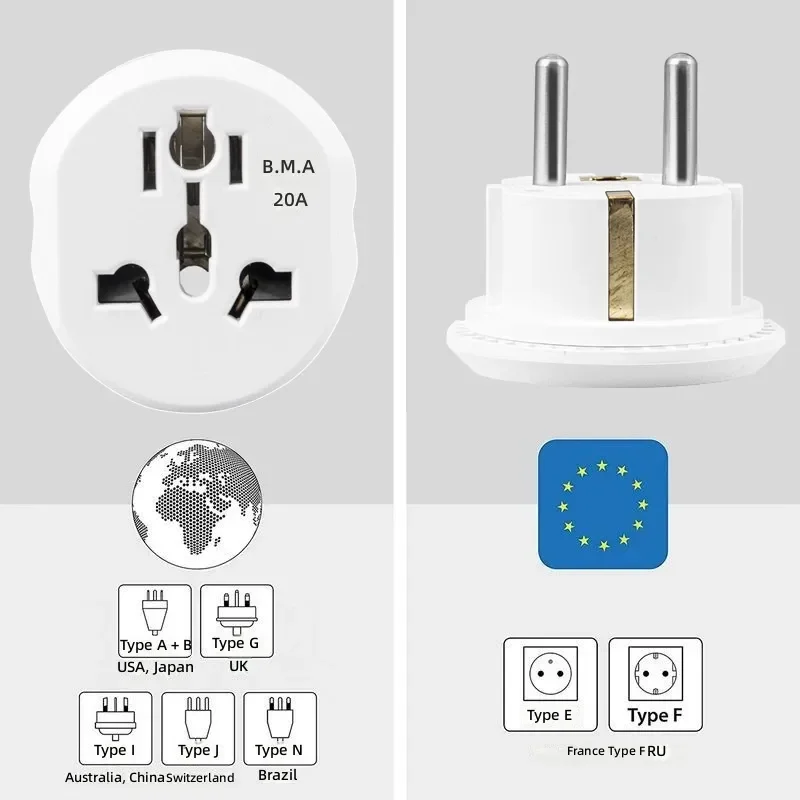 for KT-168 Russian German Standard Adapter Plug  suitable for  Middle East Dubai Iran Travel Power Socket Converter