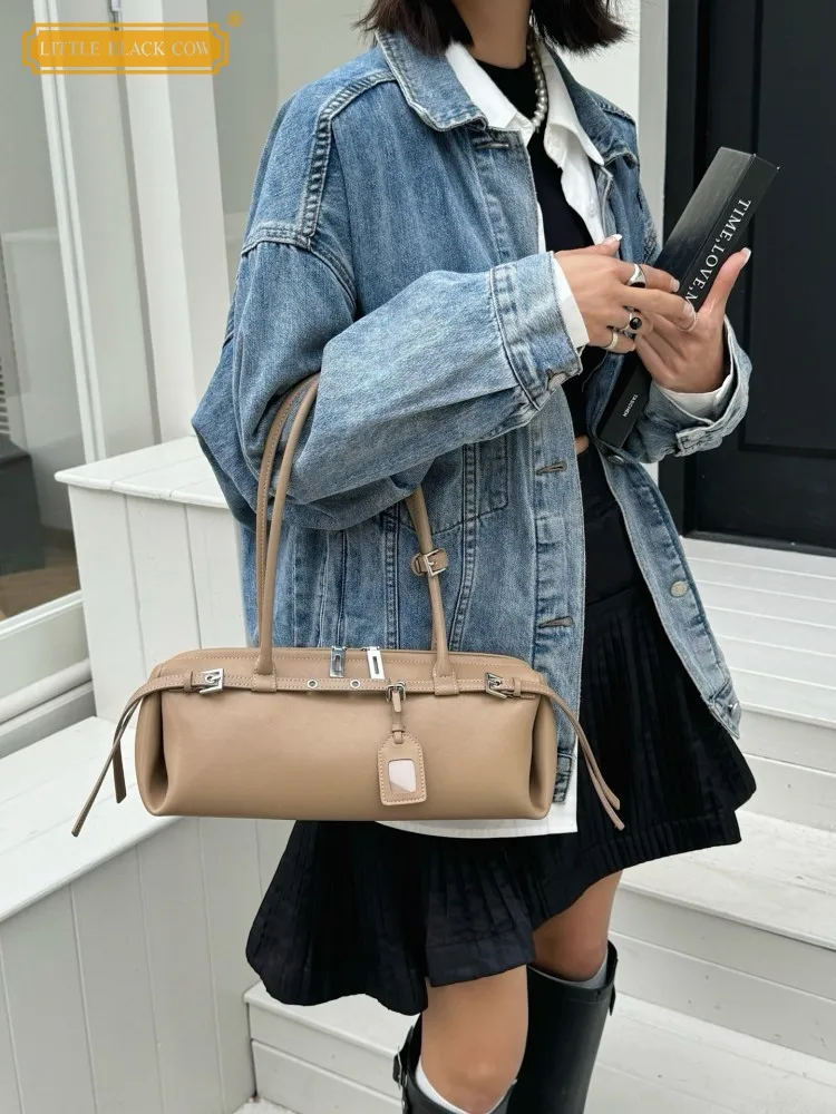 

Versatile Women Zipper Designer Retro Fashion Commute Handbag Solid Color Office Elegant Ladies Single Shoulder Underarm Bag