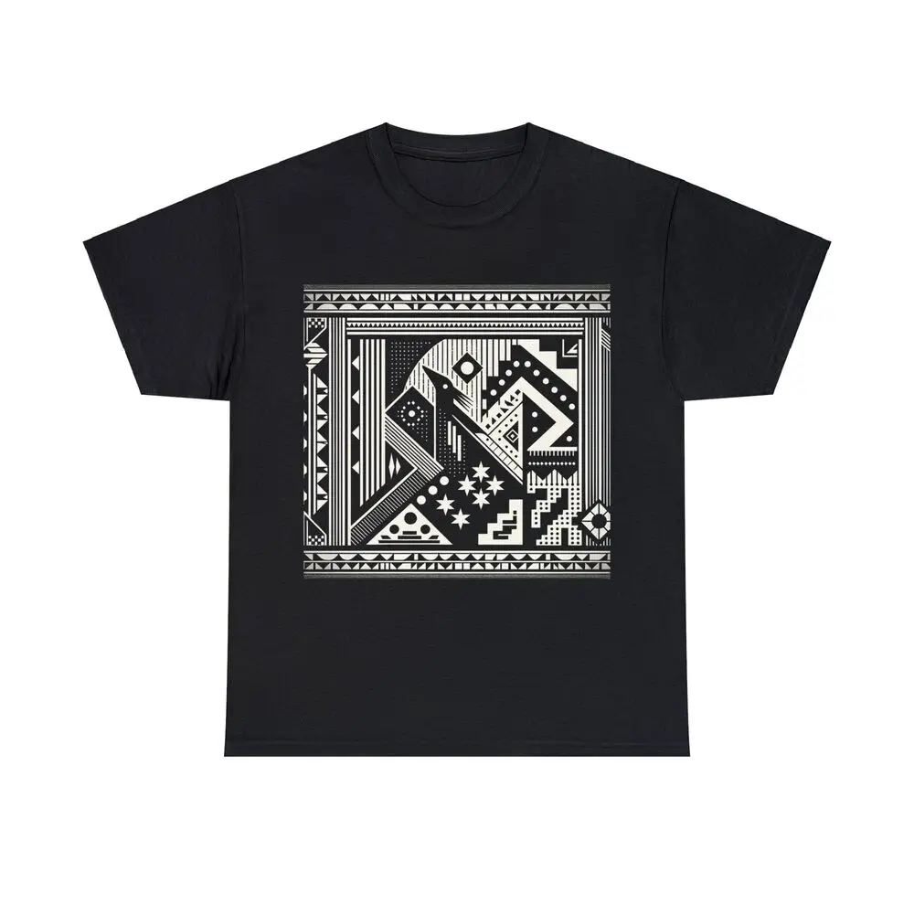 Black White Art Deco Southwest Navajo Aztec Retro Graphic T-shirts For Men Clothing Women Short Sleeve Tees Vintage