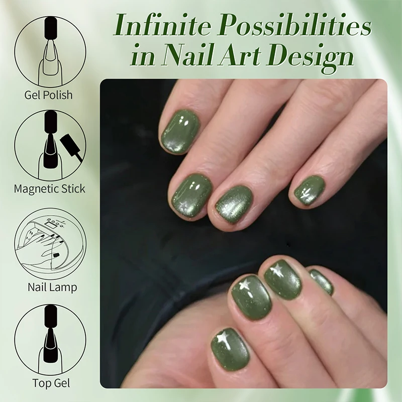 BORN PRETTY 10 ml Dark Emerald Cat Magnetic Gel Ultra Shine Semi Permanent Soak Off UV Gel Maniküre Nail Art Lack – Detail 5