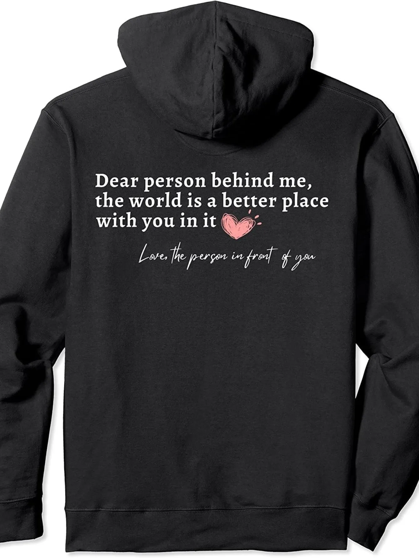 YBAB, lieber Mensch, der hinter mir steht, die Welt ist ein besserer Ort, wenn du da bist – Herren-Kapuzenpullover aus schwarzer Baumwollmischung mit inspirierendem Aufdruck.