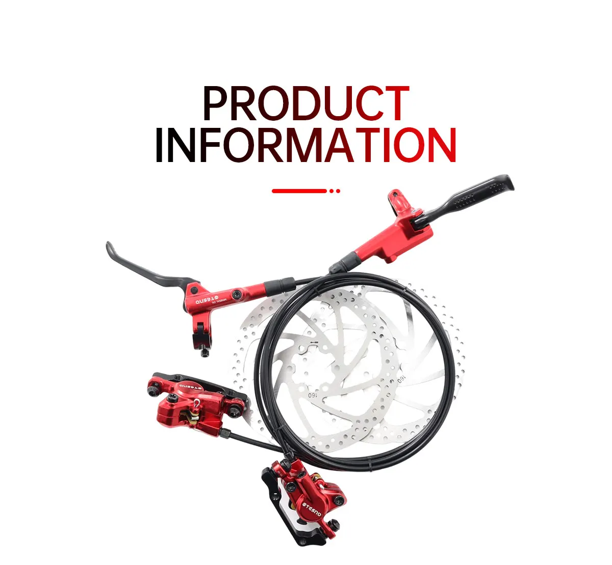 TESNO MTB Hydraulische Scheibenbremse 2 Kolben Leichtgewicht E-Bike/Fahrradbremsen 160mm Rotor Bremssattel Vorne Hinten 1000/1800mm Ölbremssatz – Detail 2